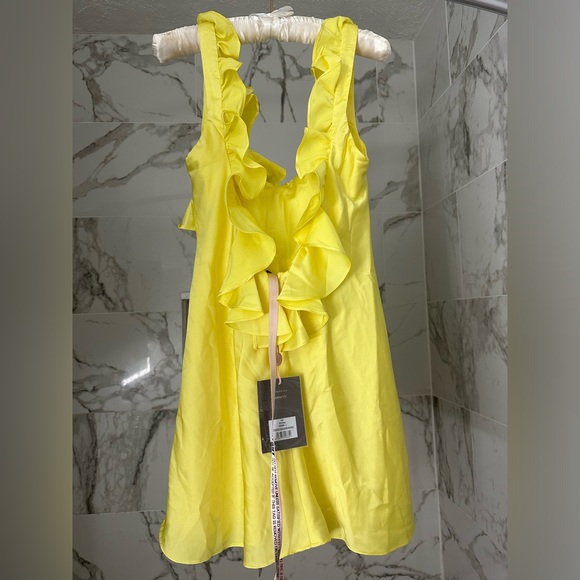 House of CB ‘Tink’ Buttercup Satin Ruffle Mini Dress - Picture 15 of 16